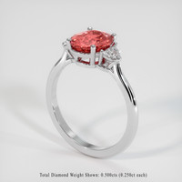 2.04 Ct. Padparadscha Sapphire Ring, 14K White Gold 2