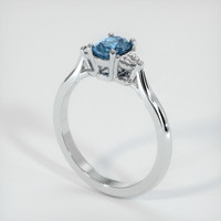 0.70 Ct. Greenish Blue Sapphire Ring, 14K White Gold 2