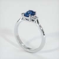 1.07 Ct. Greenish Blue Sapphire Ring, 14K White Gold 2