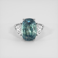 7.47 Ct. Bluish Green Sapphire Ring, 14K White Gold 1