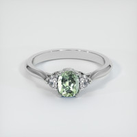0.85 Ct. Yellowish Green Sapphire Ring, 14K White Gold 1