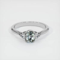 0.80 Ct. Greenish Brown Sapphire Ring, 14K White Gold 1