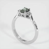 0.80 Ct. Greenish Brown Sapphire Ring, 14K White Gold 2