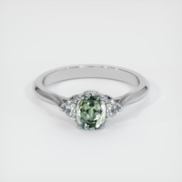 0.74 Ct. Green Sapphire Ring, 14K White Gold 1