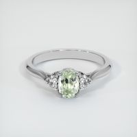 0.80 Ct. Green Sapphire Ring, 14K White Gold 1