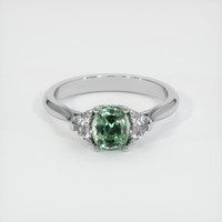 0.90 Ct. Green Sapphire Ring, 14K White Gold 1