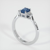 0.72 Ct. Greenish Blue Sapphire Ring, 18K White Gold 2