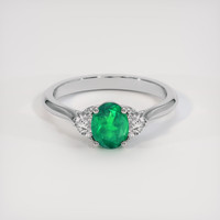0.74 Ct. Emerald Ring, 18K White Gold 1