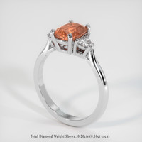 1.59 Ct. Padparadscha Sapphire Ring, 18K White Gold 2