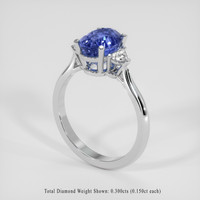 3.31 Ct. Blue Sapphire Ring, 18K White Gold 2