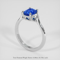 2.03 Ct. Blue Sapphire Ring, 18K White Gold 2
