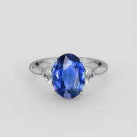 3.06 Ct. Blue Sapphire Ring, 18K White Gold 1