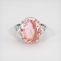 12.01 Ct. Padparadscha Sapphire Ring, 18K White Gold 1