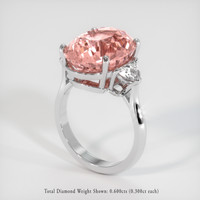 12.01 Ct. Padparadscha Sapphire Ring, 18K White Gold 2