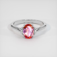 1.29 Ct. Padparadscha Sapphire Ring, 18K White Gold 1