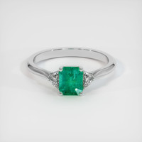 0.99 Ct. Emerald Ring, 18K White Gold 1