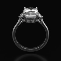 3.29 Ct. White Sapphire Ring, 18K White Gold 3