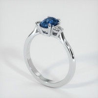 1.07 Ct. Greenish Blue Sapphire Ring, 18K White Gold 2