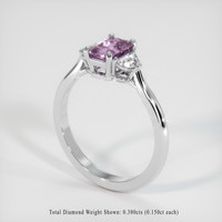 0.79 Ct. Sapphire Ring, 18K White Gold 2