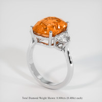 7.21 Ct. Orange Sapphire Ring, 18K White Gold 2