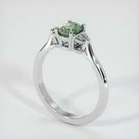 0.85 Ct. Yellowish Green Sapphire Ring, 18K White Gold 2