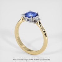 1.31 Ct. Blue Sapphire Ring, 14K White & Yellow 2