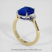 6.08 Ct. Blue Sapphire Ring, 14K White & Yellow 2