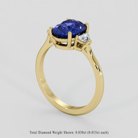 2.50 Ct. Blue Sapphire Ring, 10K Yellow Gold 2