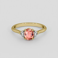 1.08 Ct. Padparadscha Sapphire Ring, 10K Yellow Gold 1