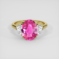 3.09 Ct. Pink Sapphire Ring, 14K Yellow Gold 1
