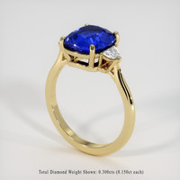 3.42 Ct. Blue Sapphire Ring, 14K Yellow Gold 2