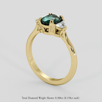 1.18 Ct. Bluish Green Sapphire Ring, 14K Yellow Gold 2