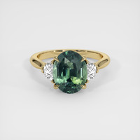 5.10 Ct. Bluish Green Sapphire Ring, 14K Yellow Gold 1