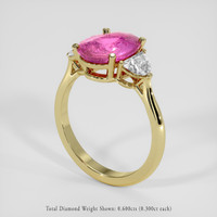 3.09 Ct. Pink Sapphire Ring, 18K Yellow Gold 2