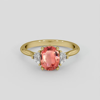 1.52 Ct. Padparadscha Sapphire Ring, 18K Yellow Gold 1