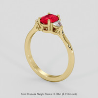 1.03 Ct. Ruby Ring, 18K Yellow Gold 2