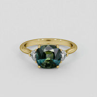 2.43 Ct. Greenish Blue Sapphire Ring, 18K Yellow Gold 1