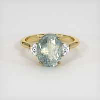 4.70 Ct. Bluish Green Sapphire Ring, 18K Yellow Gold 1
