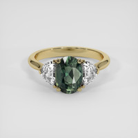 2.08 Ct. Green Sapphire Ring, 18K Yellow Gold 1