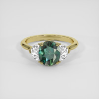2.16 Ct. Bluish Green Sapphire Ring, 18K Yellow Gold 1