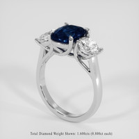 2.72 Ct. Blue Sapphire Ring, Platinum 950 2