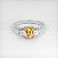 1.16 Ct. Orangish Yellow Sapphire Ring, Platinum 950 1