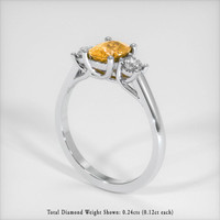 1.16 Ct. Orangish Yellow Sapphire Ring, Platinum 950 2
