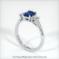1.03 Ct. Blue Sapphire Ring, 10K White Gold 2