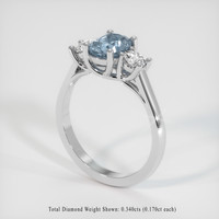 1.39 Ct. Greyish Blue Sapphire Ring, 10K White Gold 2