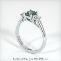 1.07 Ct. Bluish Green Sapphire Ring, 14K White Gold 2