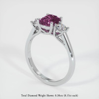 1.37 Ct. Pinkish Purple Sapphire Ring, 18K White Gold 2
