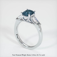 1.18 Ct. Greenish Blue Sapphire Ring, Platinum 950 4