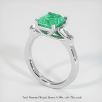 2.04 Ct. Emerald Ring, Platinum 950 2