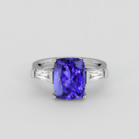 5.25 Ct. Violetish Blue Tanzanite Ring, Platinum 950 1